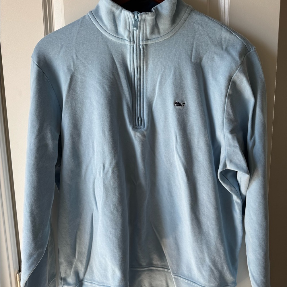 Vineyard Vines Men's Zip Up Sweater in Sky Blue
